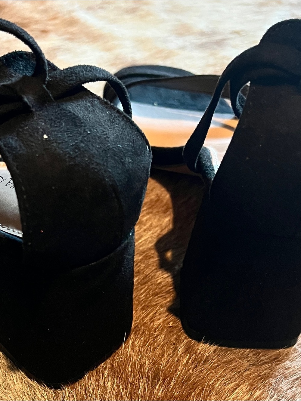 Cynthia Rowley Black Suede Lace-Up Block Heel Sandals - Picture 4 of 4